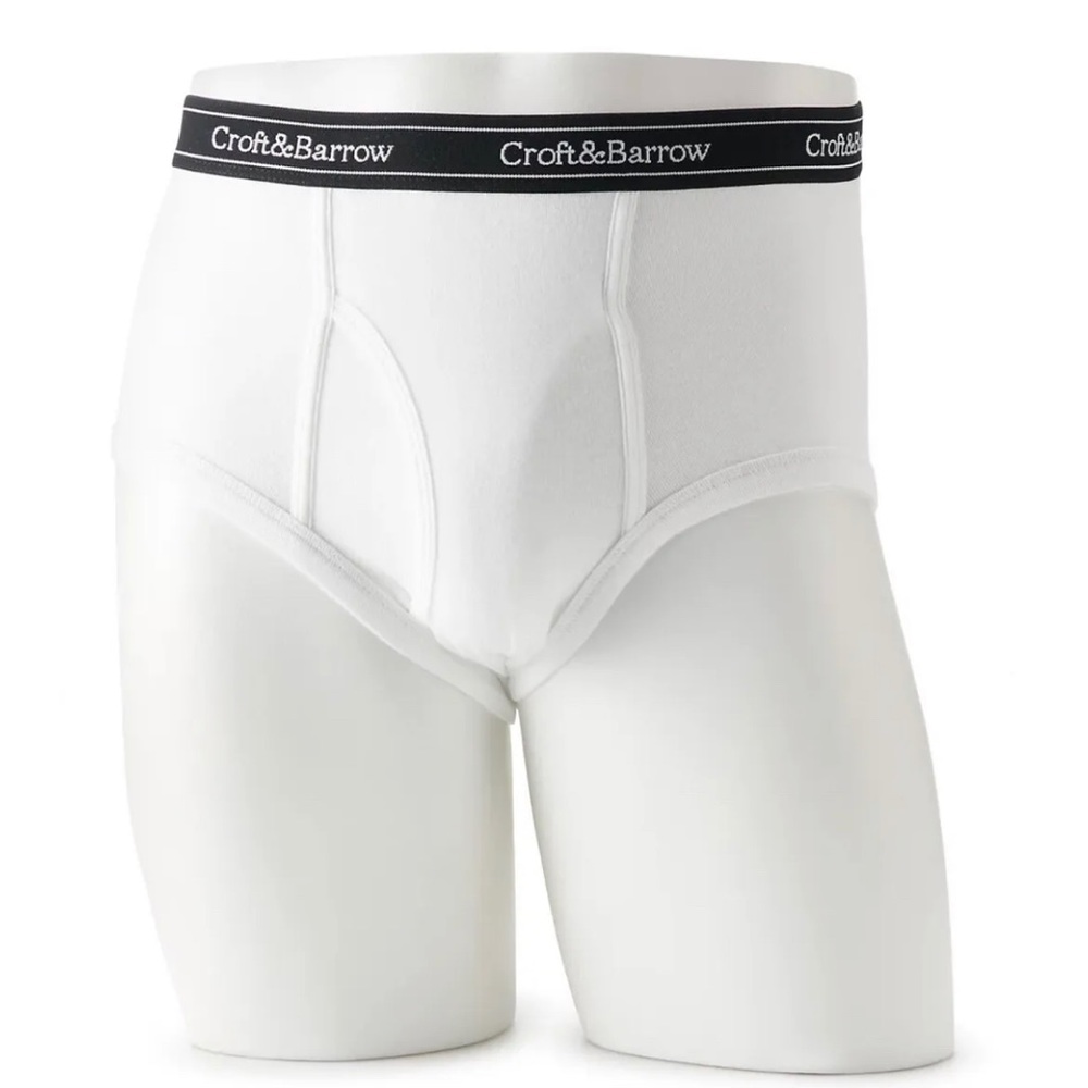 Men's Croft & Barrow 6-pack Solid Full Cut Briefs 100% Cotton Underwear 2XL